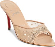 Christian Louboutin Miss Z Crystal Embellished Mesh Pointed Toe Sandal