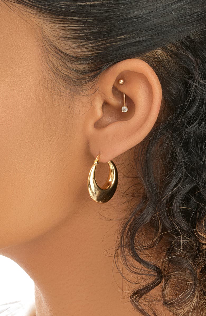 Sterling Forever Mina Hoop Earrings, Alternate, color, Gold