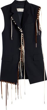 Dries Van Noten Bimbila Whipstitched Sleeveless Wool Blazer