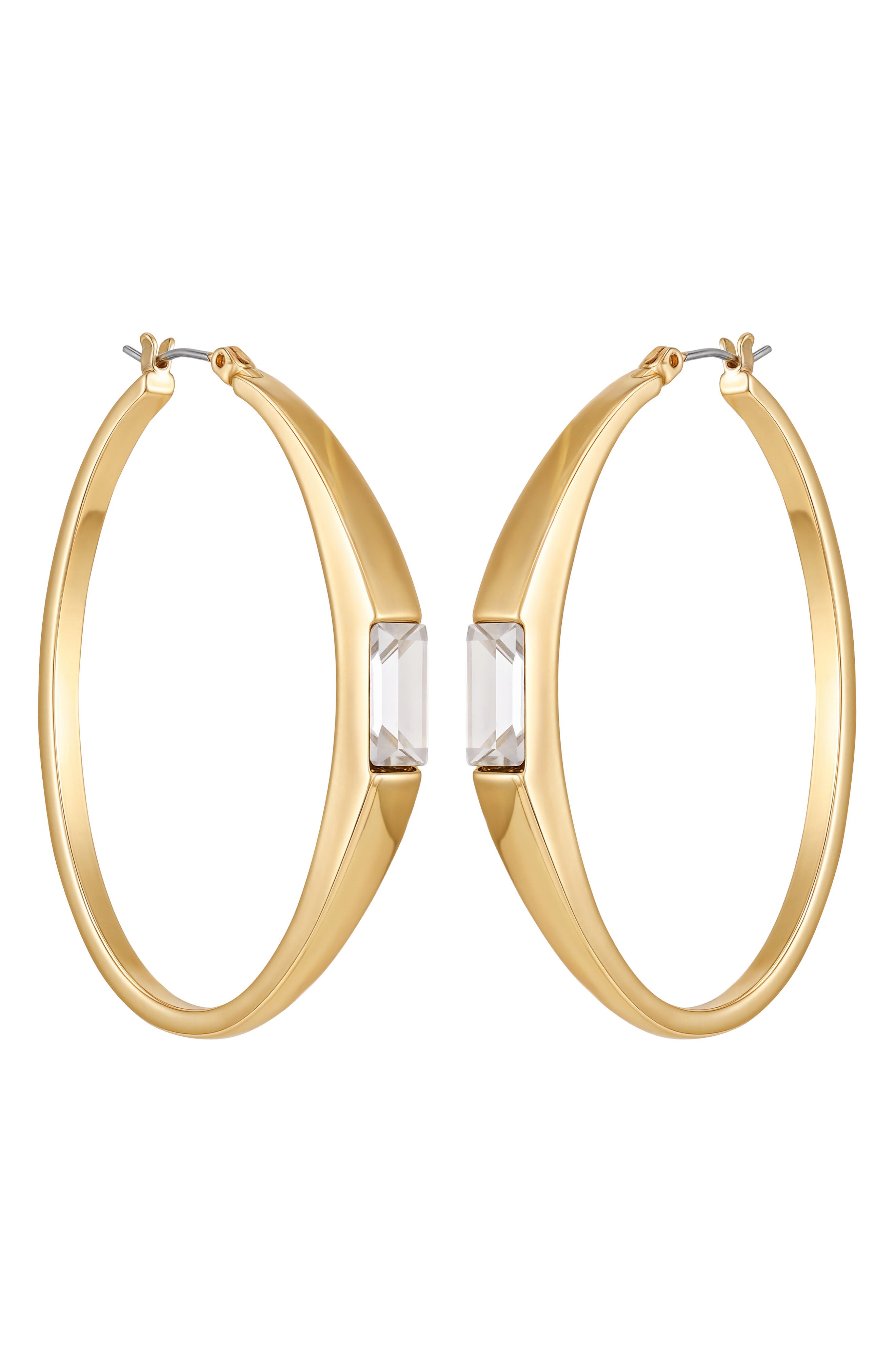 Vince Camuto Baguette Crystal Hoop Earrings