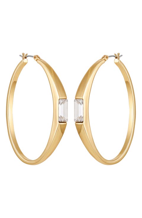 Baguette Crystal Hoop Earrings