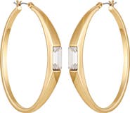 Vince Camuto Baguette Crystal Hoop Earrings