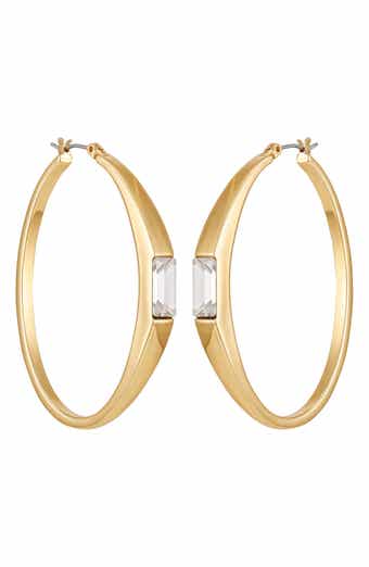 Vince Camuto Baguette Crystal Hoop Earrings