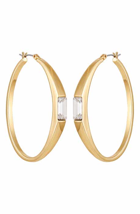 Vince Camuto Baguette Crystal Hoop Earrings