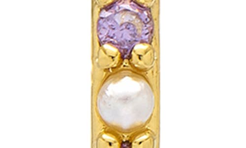 Estella Bartlett Faux Pearl & Purple Cubic Zirconia Hoop Earrings