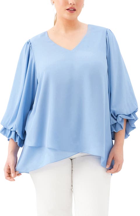 Layered Sleeve Asymmetric Top (Plus)