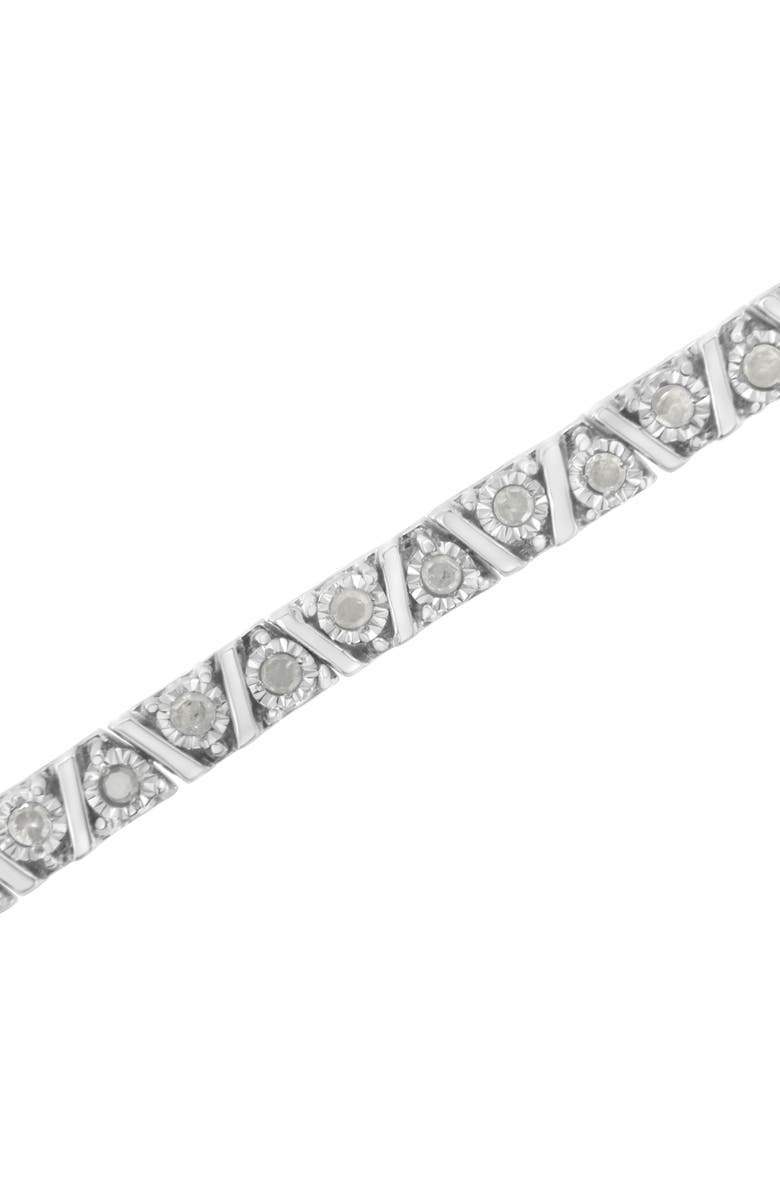 Haus of Brilliance Silver 1.0 cttw Miracle-Set Diamond Tennis Bracelet, Alternate, color, White
