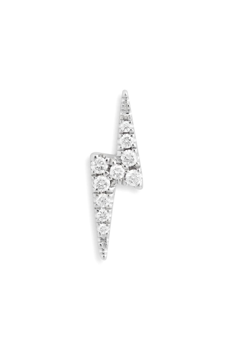 Diamond Lightning Bolt Single Stud Earring, Alternate, color, WHITE GOLD