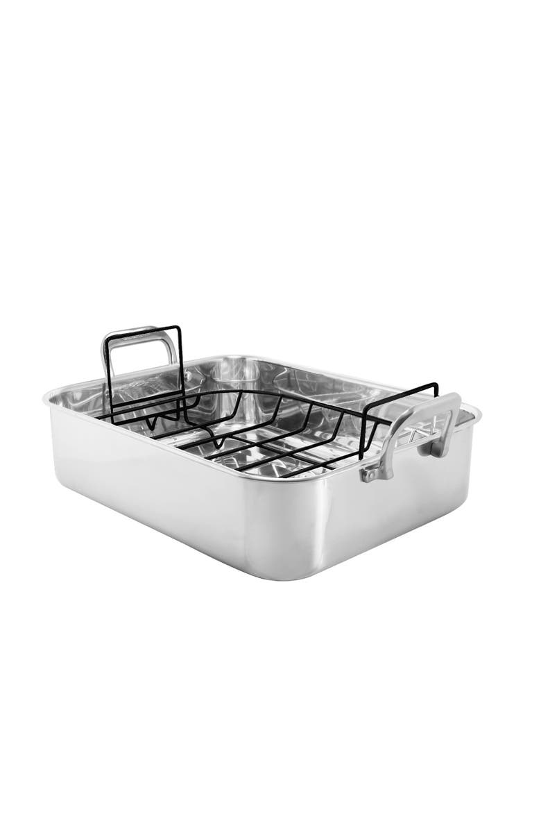 CHANTAL Stainless Steel Roasting Pan with Nonstick Rack, 15.5" x 12" x 4", Main, color, Silver