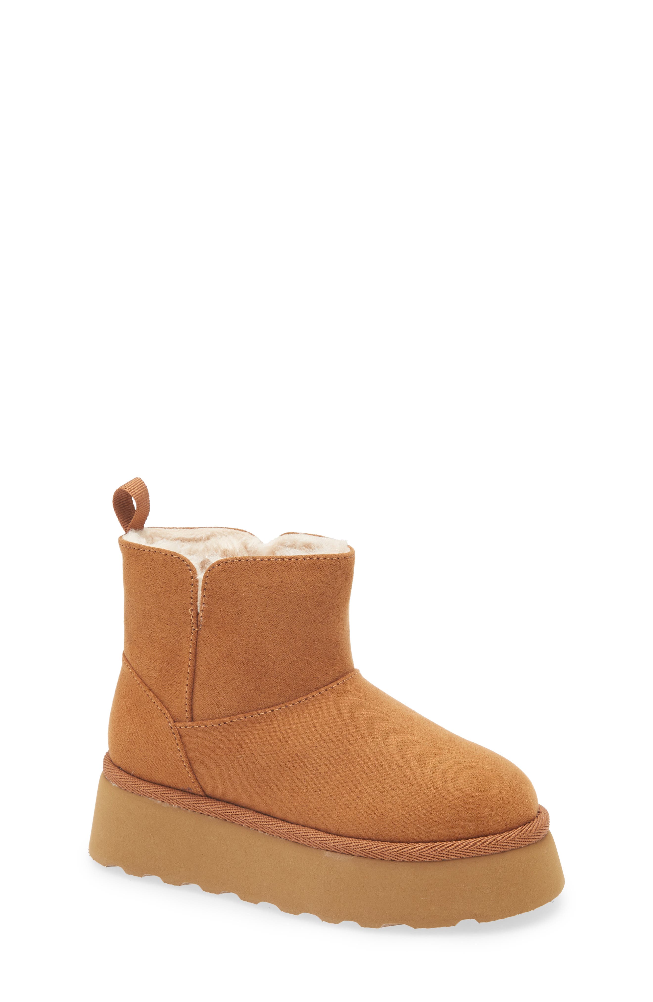 Harper Canyon Kid's Ezra Faux Fur Lined Platform Bootie, Main, color, Tan Chestnut