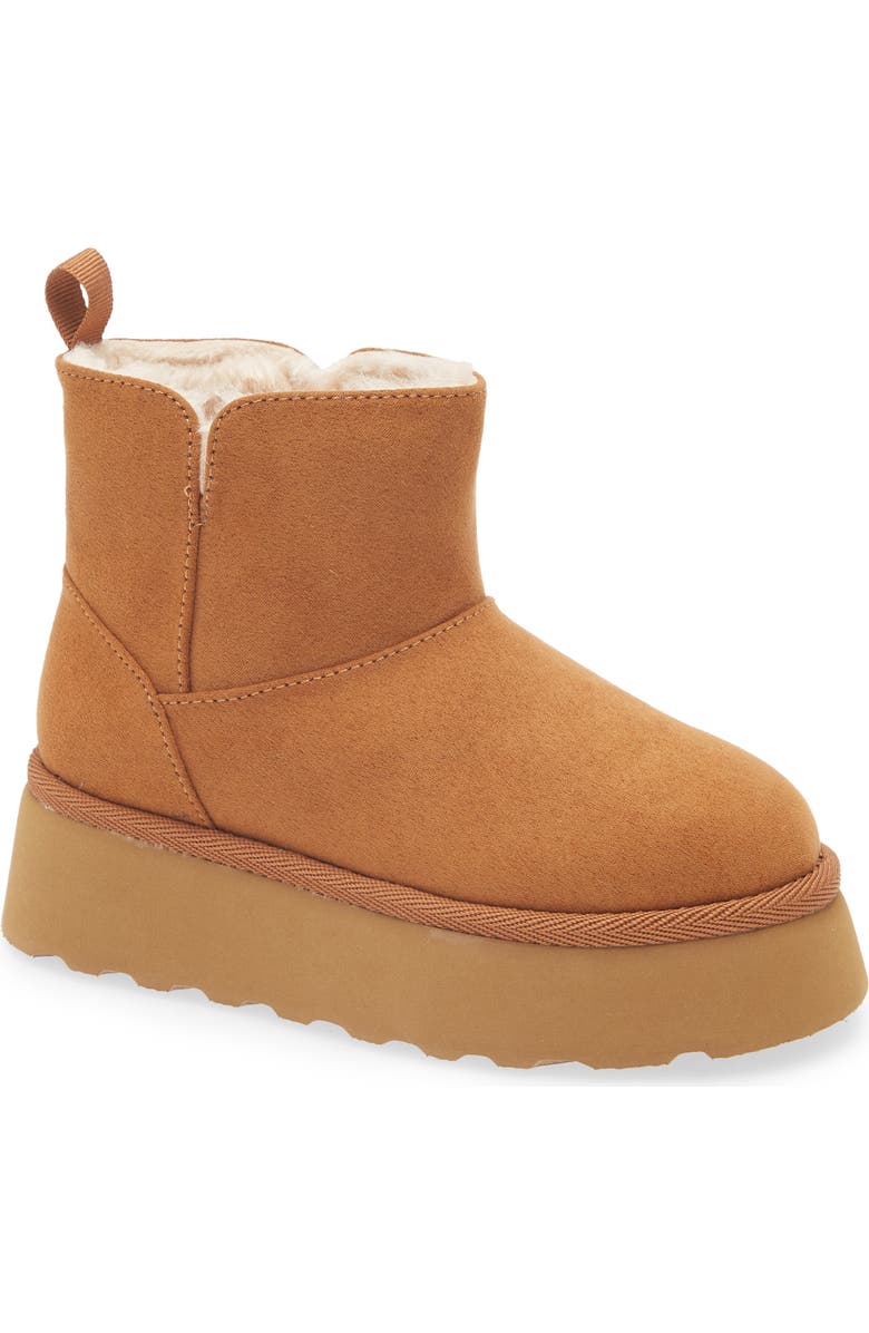 Harper Canyon Kid's Ezra Faux Fur Lined Platform Bootie, Main, color, Tan Chestnut