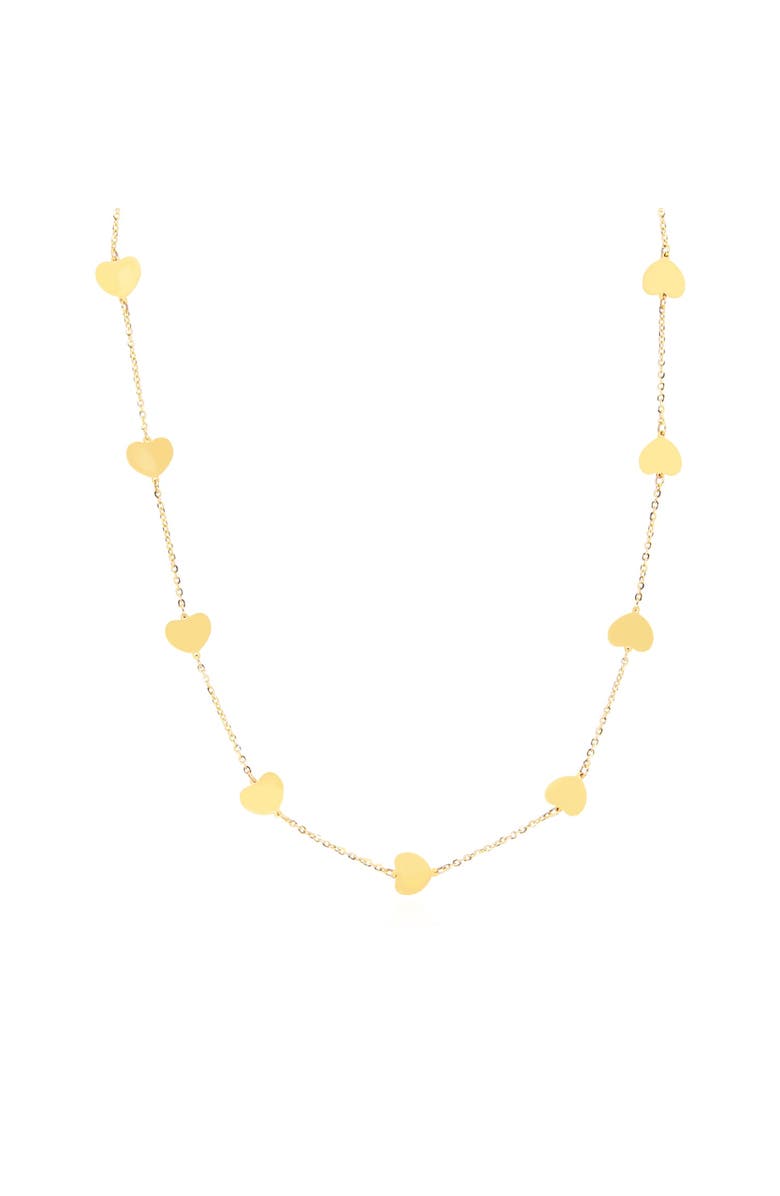 The Lovery Fine Jewelry Gold Heart Station Necklace, Main, color, Yellow Gold