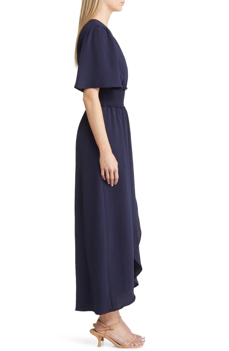 Fraiche by J Smocked Flutter Sleeve Tulip Hem Maxi Dress, Alternate, color,