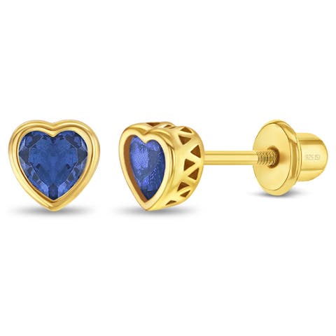 Heart CZ Bezel Girl Earrings