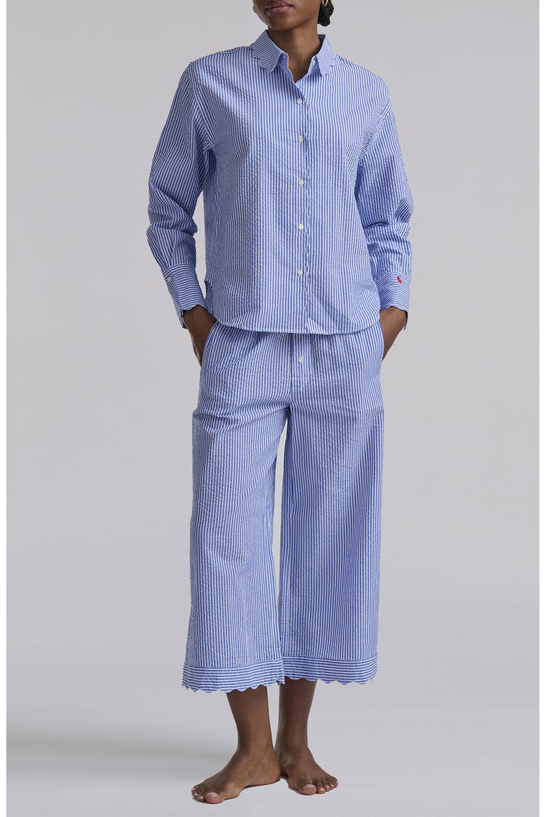 Scallop Long Pajamas, Main, color, AMPARO BLUE