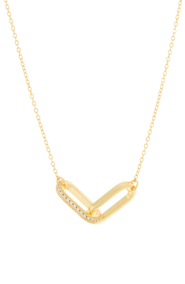Adornia Pavé Link Pendant Necklace, Alternate, color, Gold