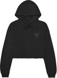 Dalix Black Cat Cropped Fleece Hoodie