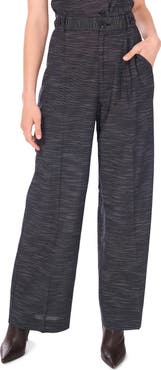 1.STATE Stripe Button Tab High Waist Wide Leg Pants