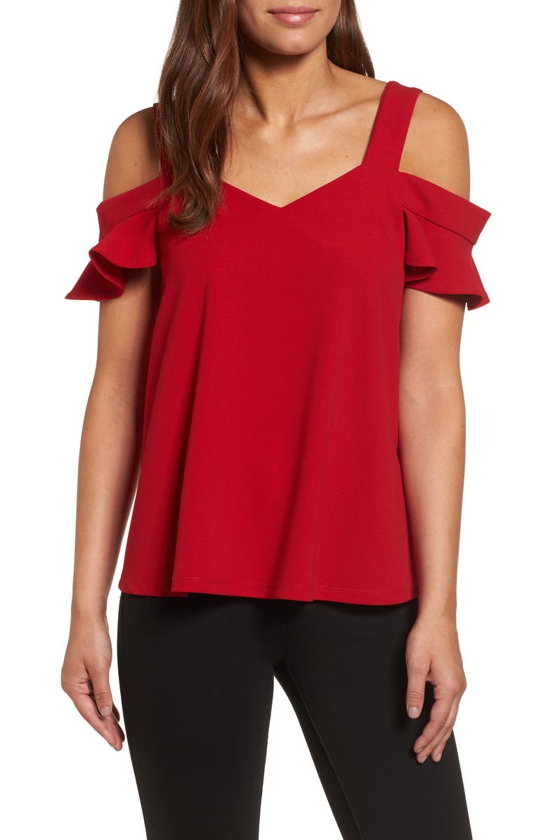 KUT from the Kloth Erika Cold Shoulder Top, Main, color, 