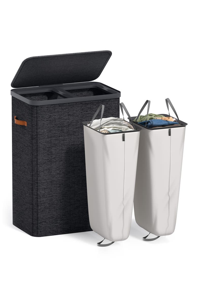 2-Compartment Laundry Hamper, Alternate, color, BLACK
