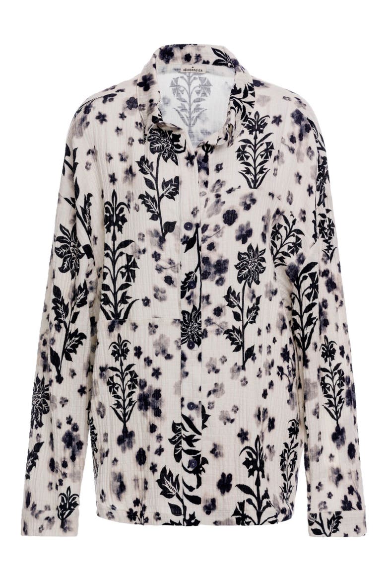 Keshia Batik Embroidered Cover-Up Shirt, Alternate, color, BLACK