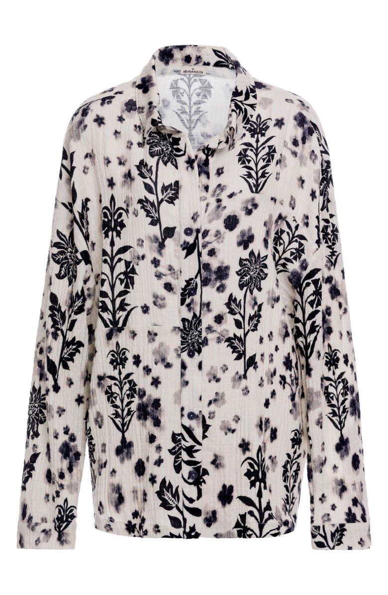 Agua Bendita Keshia Batik Embroidered Cover-Up Shirt, Alternate, color, Black