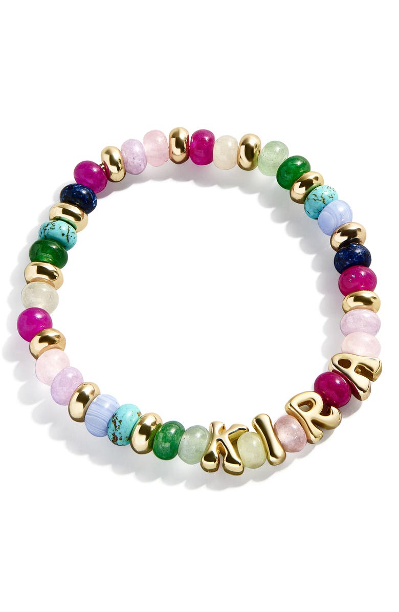 BaubleBar Semiprecious Custom Beaded Stretch Bracelet, Main, color, Gold Multi