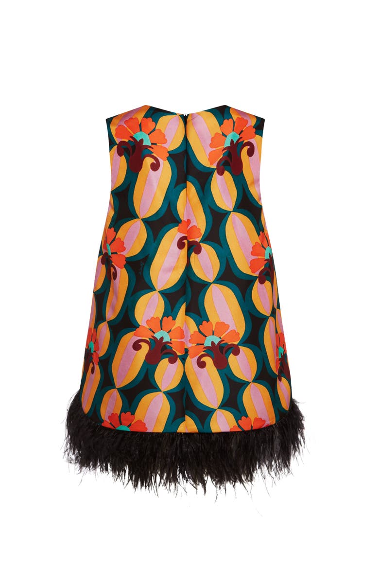 La Scala Top With Feathers Arcturus Blue Petrol, Alternate, color, Arcturus Blue Petrol