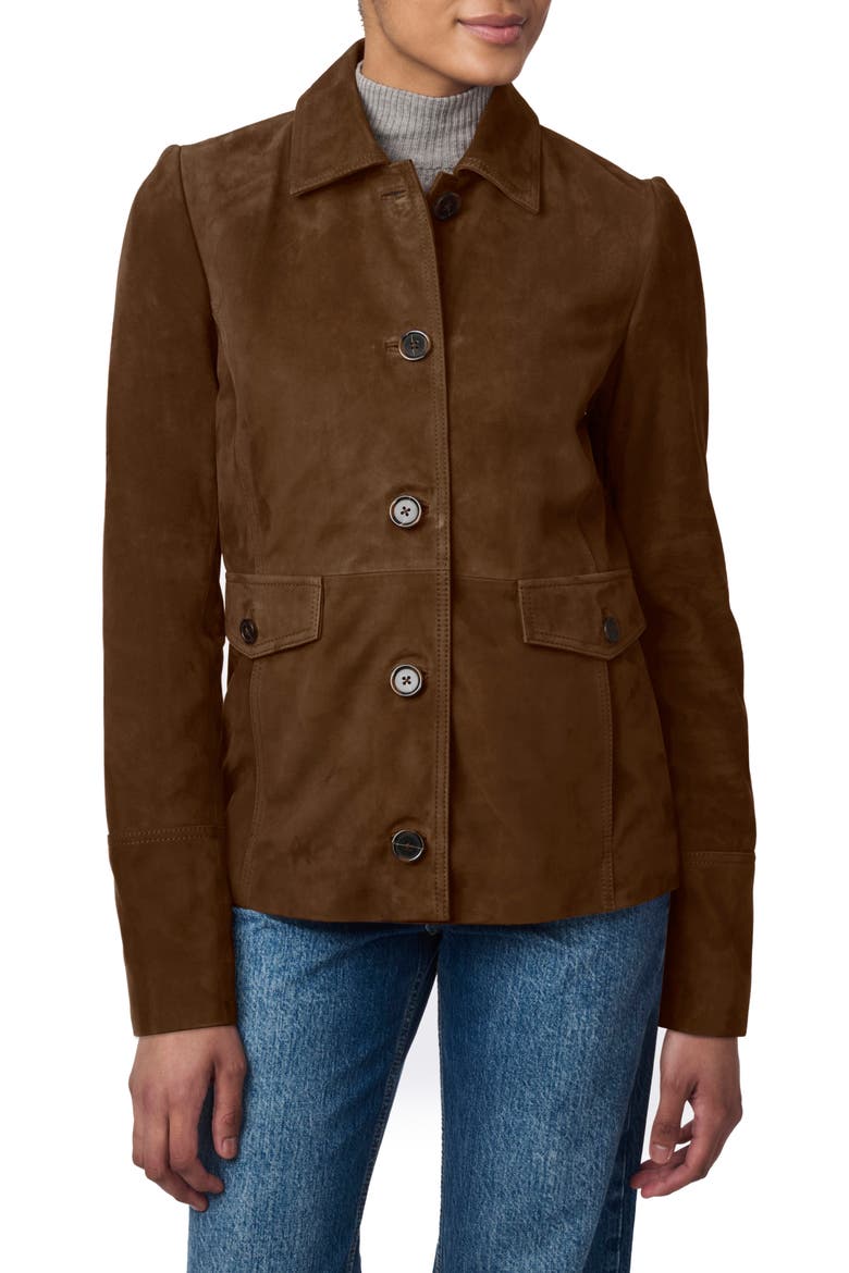Suede Shirt Jacket, Main, color, CHESTNUT