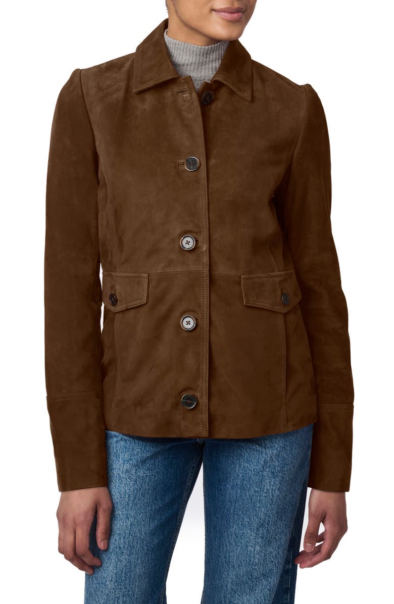 Bernardo Suede Shirt Jacket, Main, color,