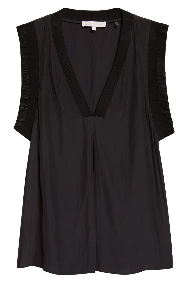 Zandra Ruffle Trim Sleeveless Top, Alternate, color, BLACK