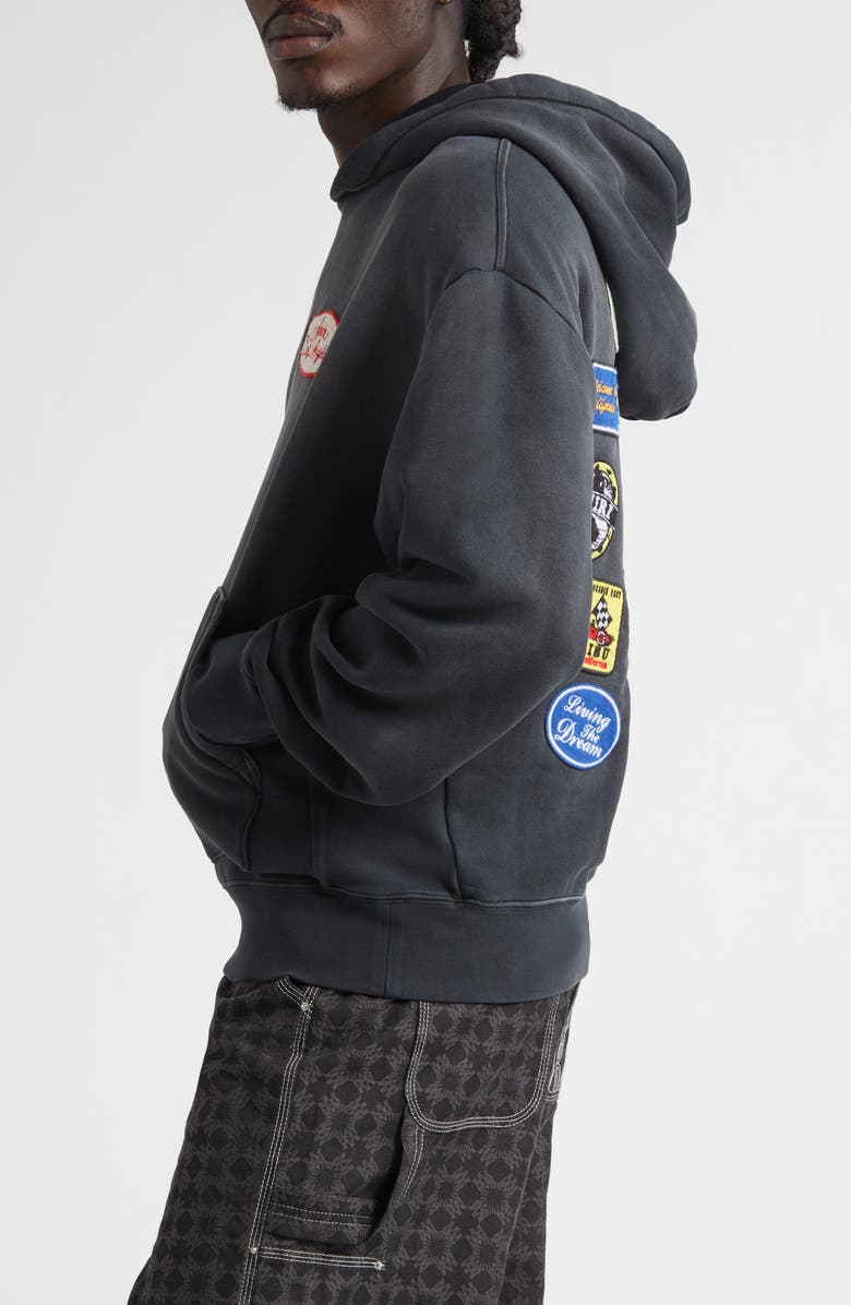 AMIRI Station Patch Oversize Hoodie, Alternate, color, Black