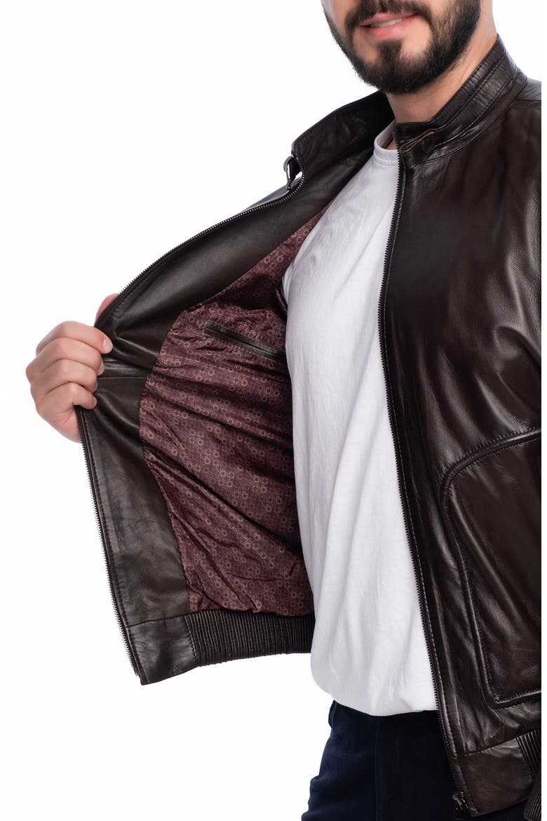 Larue Leather Jacket, Alternate, color, DARK BROWN