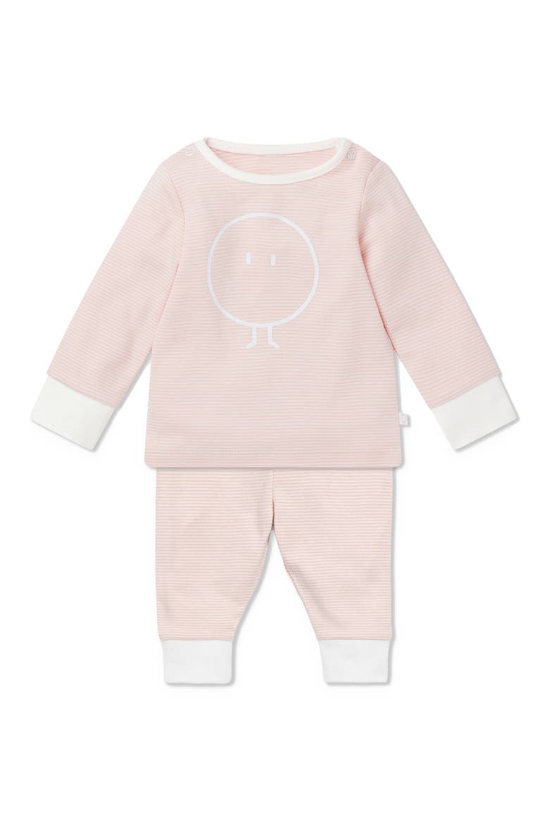 Snoozy Fitted Two-Piece Graphic Pajamas, Main, color, BLUSH STRIPE