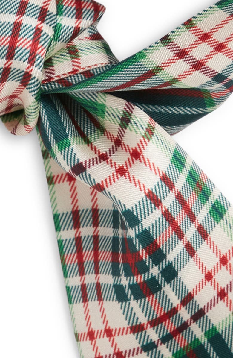 Echo Plaid Silk Skinny Scarf, Alternate, color, 