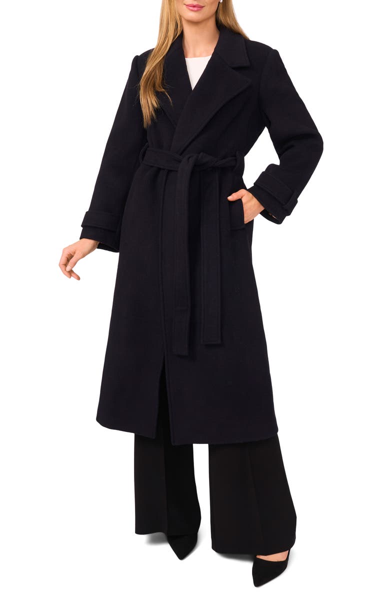 Ted Baker Wool Blend Wrap Coat, Main, color, Rich Black