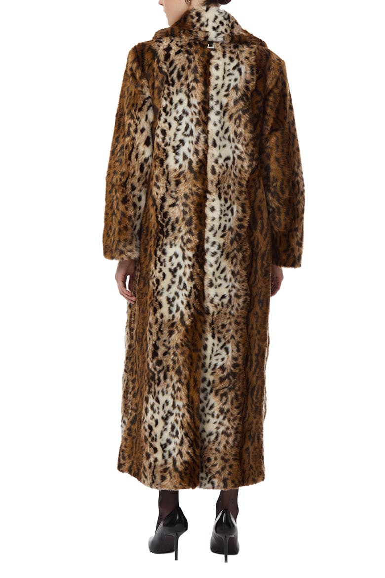 Gabrielle Faux Fur Maxi Coat, Alternate, color, LEOPARD
