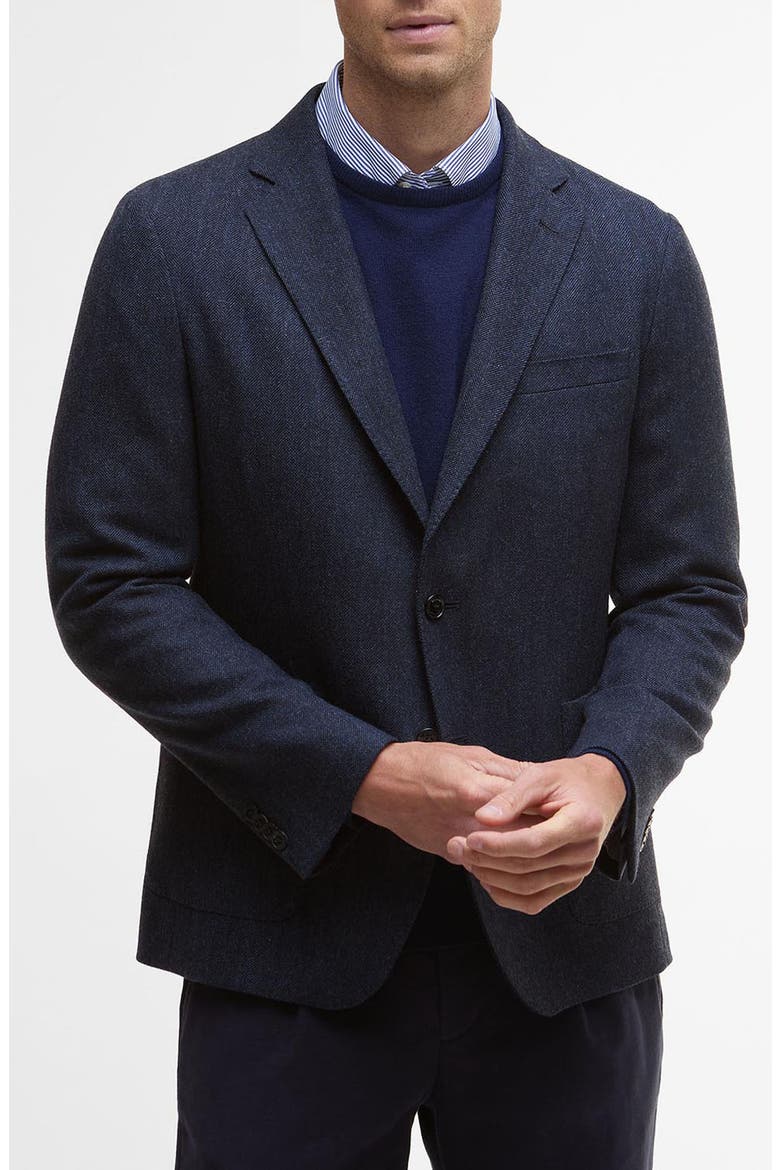 Sutherland Wool Blend Herringbone Flannel Sport Coat, Main, color, NAVY