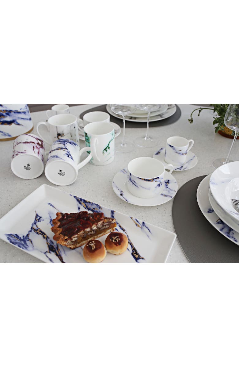 Prouna Marble Azure Tea Cup & Saucer, Alternate, color, White
