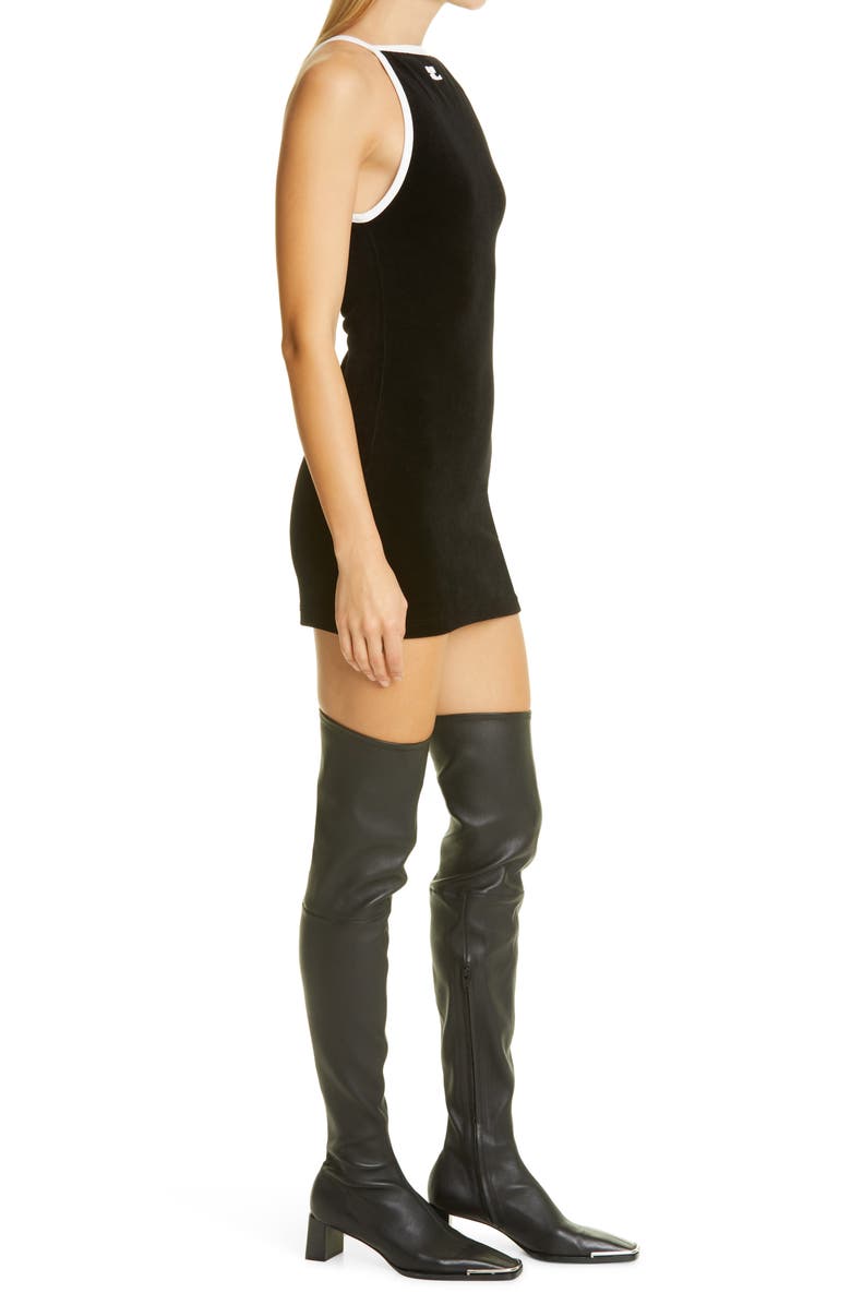 Courrèges Cotton Blend Velvet Minidress, Alternate, color,