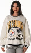 THE WILD COLLECTIVE Women's The Wild Collective Cream Pittsburgh Steelers Oversized Vintage French Terry Sweatshirt