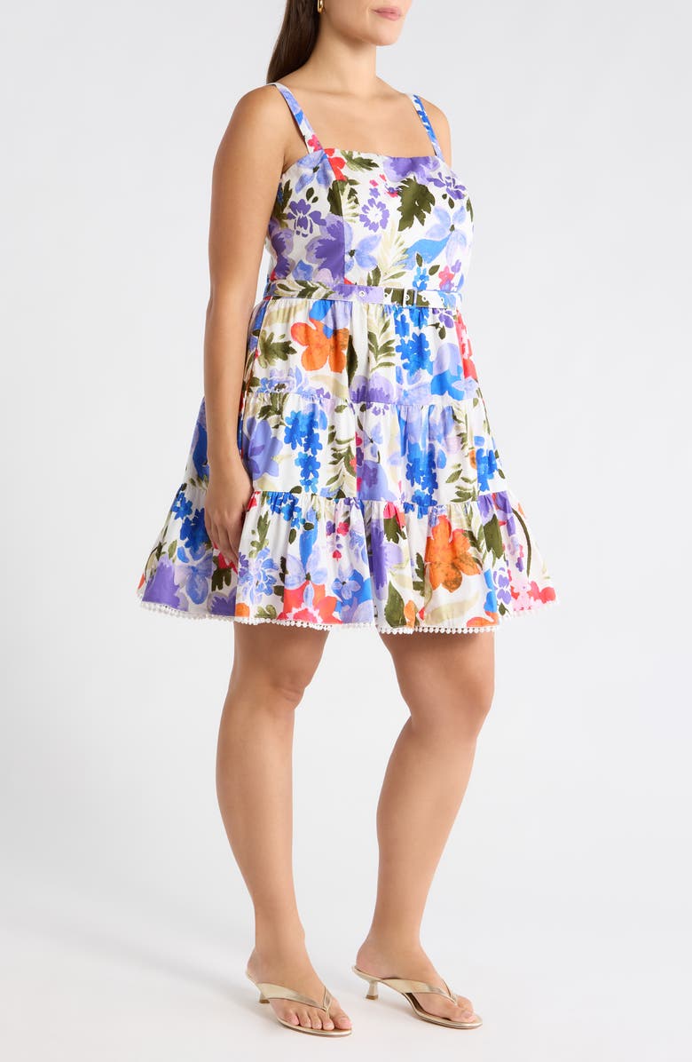 SUGARLIPS Amania Floral Nayra Tiered Poplin Minidress, Alternate, color, Blue-Purple