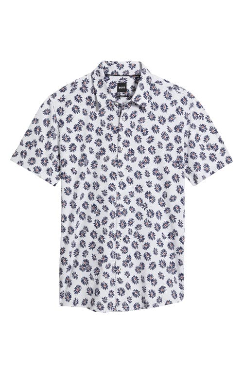 Hugo Boss Boss Roan Ken Floral Short Sleeve Button-up Shirt In Dark Blue