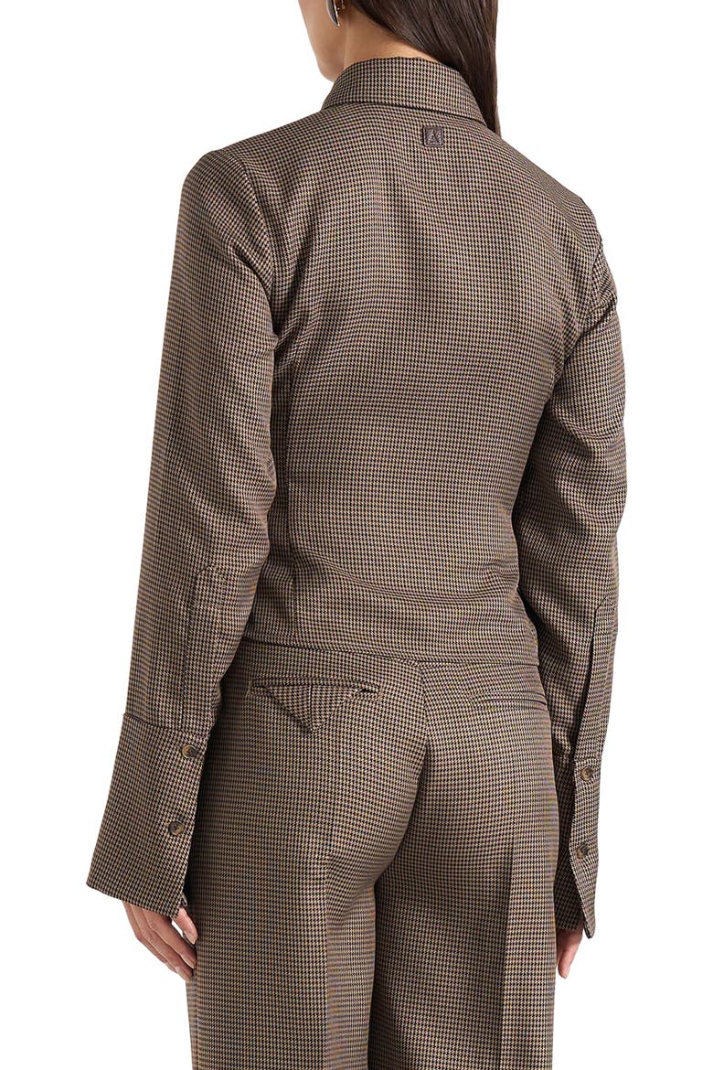 Sonia Houndstooth Cinch Shirt, Alternate, color, Brown