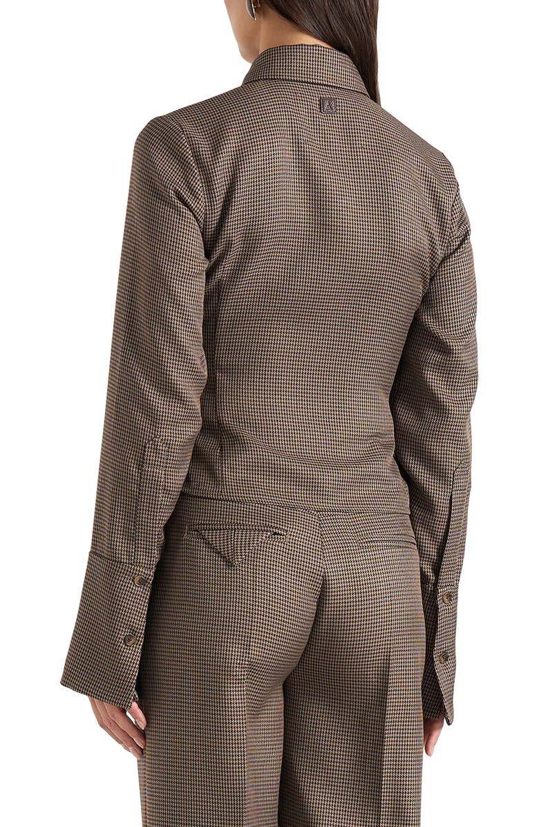 Manière De Voir Sonia Houndstooth Cinch Shirt, Alternate, color, Brown