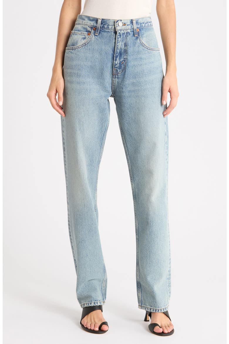 The Mel High Waist Organic Cotton Straight Leg Jeans, Main, color, RIVERINDIGO