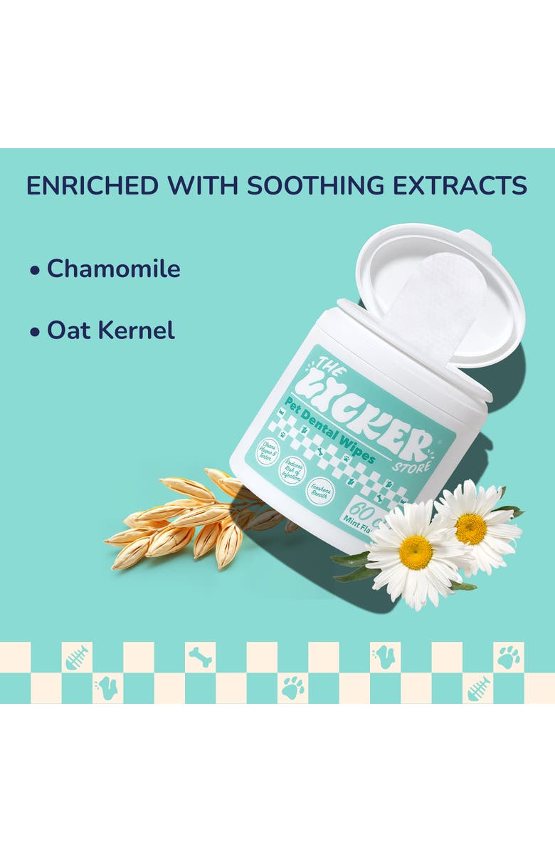 The Licker Store Hypoallergenic Dog Dental Finger Wipes with Aloe, Coconut Oil & Honey, Alternate, color, Mint Scented -1Pack (60 Ct)