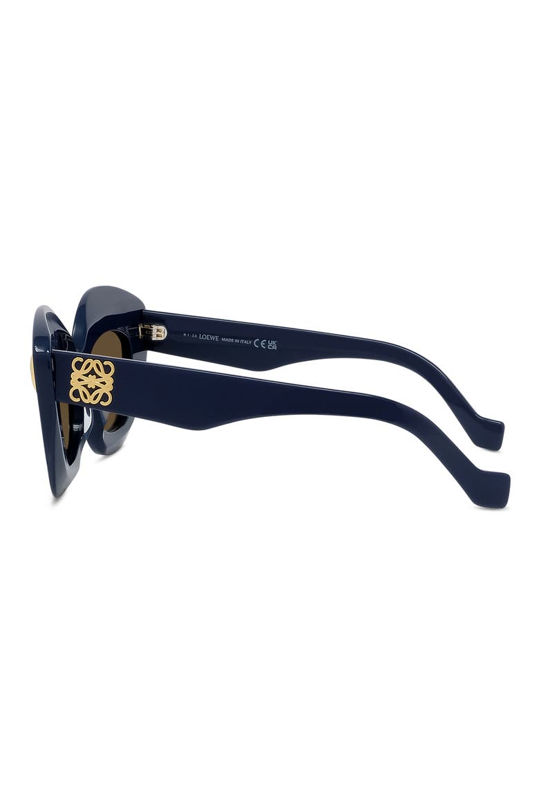 Anagram 48mm Small Cat Eye Sunglasses, Alternate, color, NAVY / BROWN