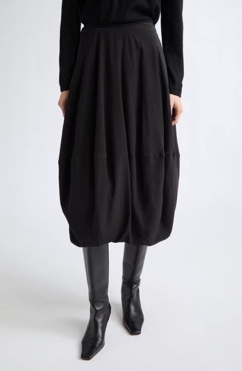 Silk Crêpe de Chine Balloon Skirt