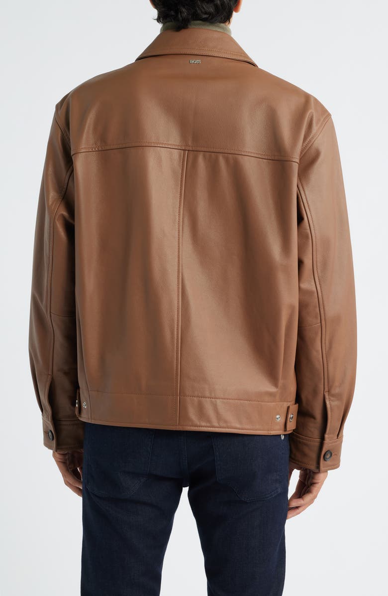 BOSS Melanchi Leather Jacket, Alternate, color, Medium Brown